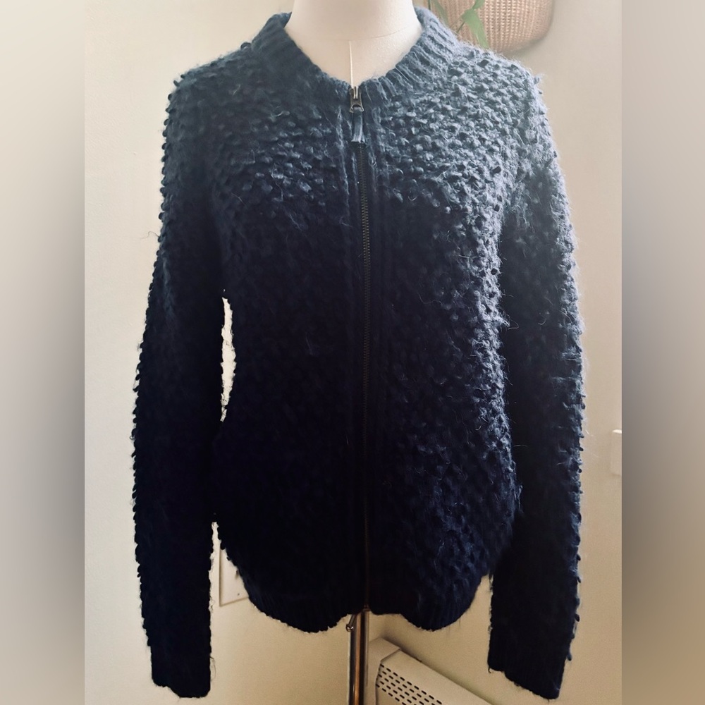 Lucky Brand 🍀 chunky nubby texture zip cotton cardigan sweater jacket, cozy soft